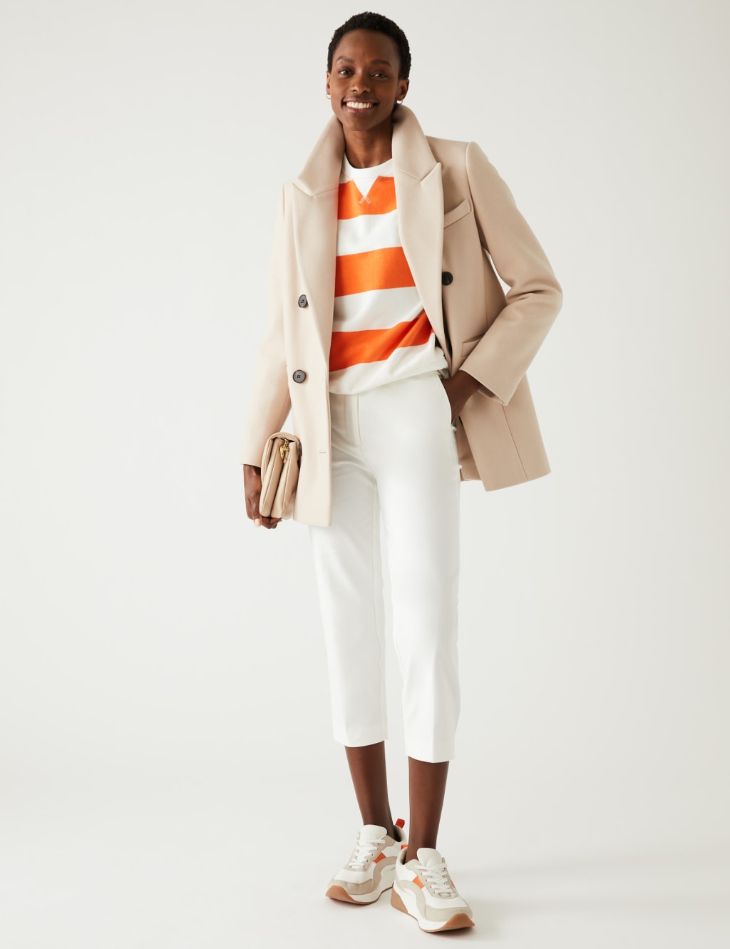 Cotton Blend Slim Fit Cropped Trousers image 1