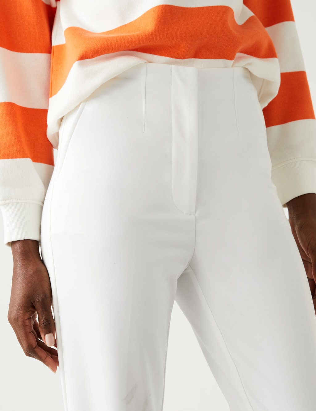 Cotton Blend Slim Fit Cropped Trousers image 3