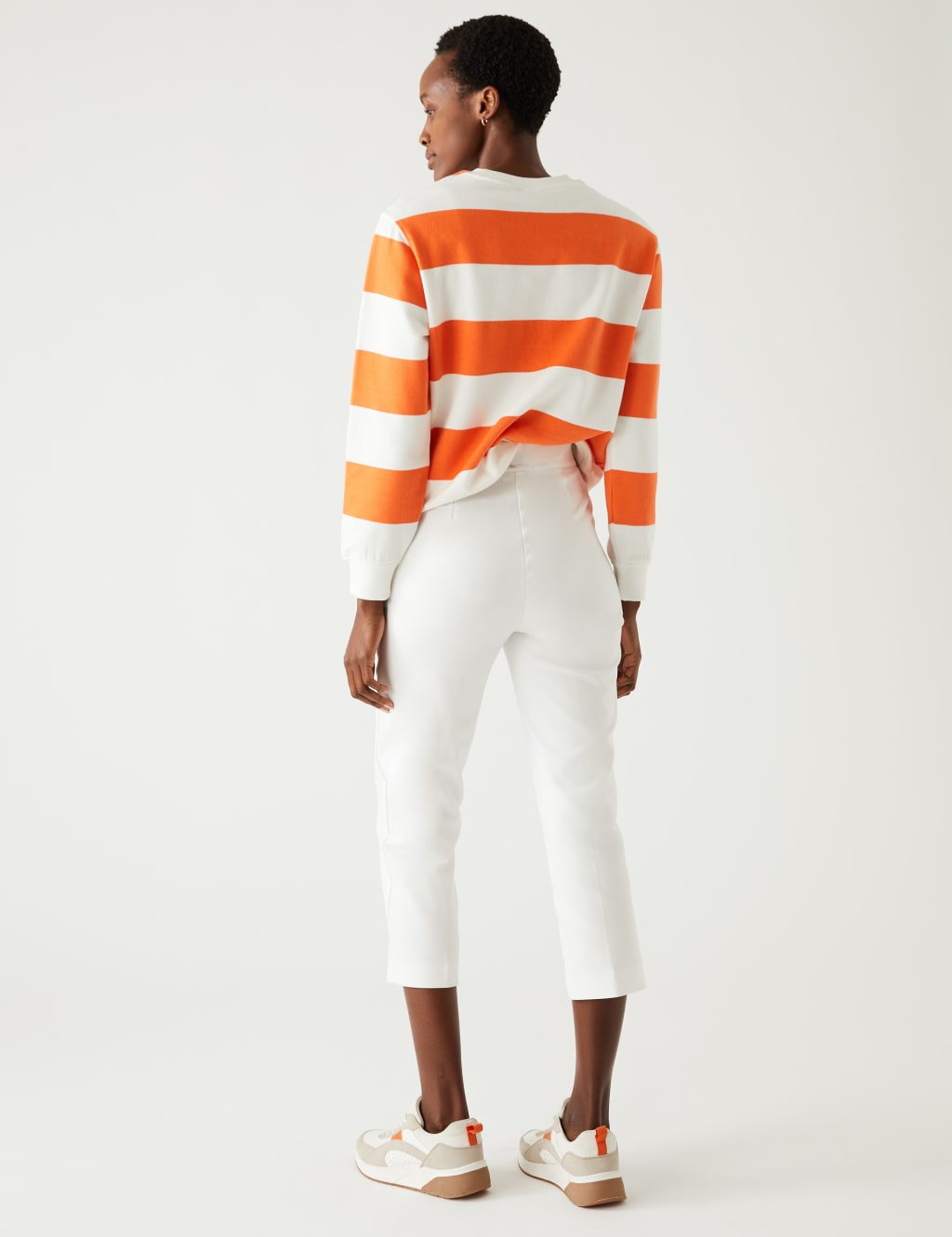 Cotton Blend Slim Fit Cropped Trousers image 4