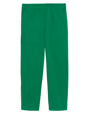 

Womens M&S Collection Cotton Blend Slim Fit Cropped Trousers - Grass, Grass