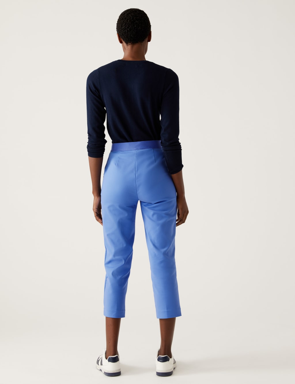 Cotton Blend Slim Fit Cropped Trousers image 4