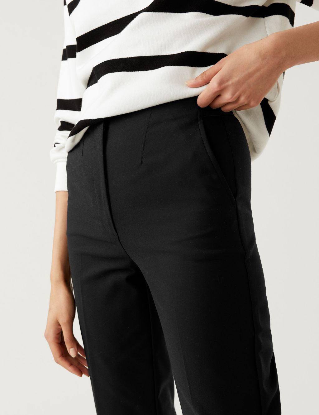 Cotton Blend Slim Fit Cropped Trousers image 3
