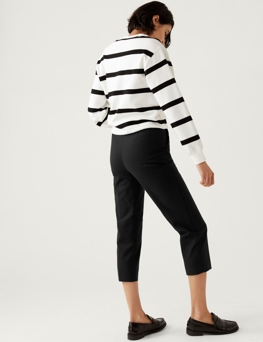 Cotton Blend Slim Fit Cropped Trousers image 5