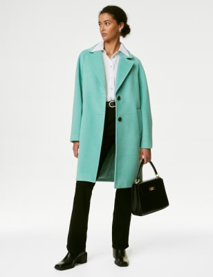 

Womens M&S Collection Twill Single Breasted Tailored Coat - Dusted Aqua, Dusted Aqua