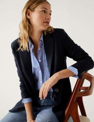 Marks And Spencer Womens M&S Collection Relaxed Single Breasted Blazer - Navy, Navy