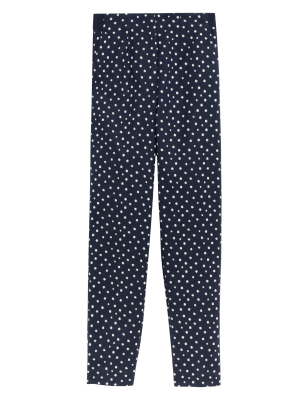 

Womens M&S Collection Cotton Rich Polka Dot Slim Fit Trousers - Navy Mix, Navy Mix