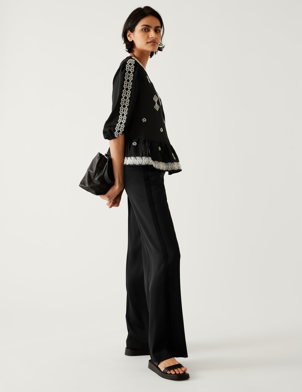 Satin Tuxedo Wide Leg Trousers image 2