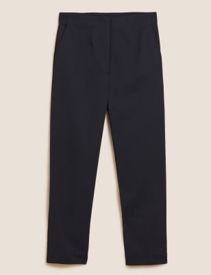 navy skinny work trousers