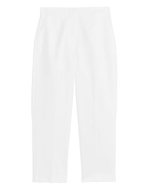 

Womens M&S Collection Cotton Blend Slim Fit Cropped Trousers - Ivory, Ivory