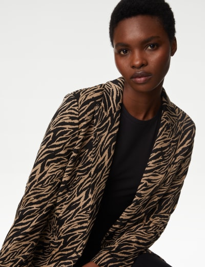 Jersey Straight Animal Print Blazer