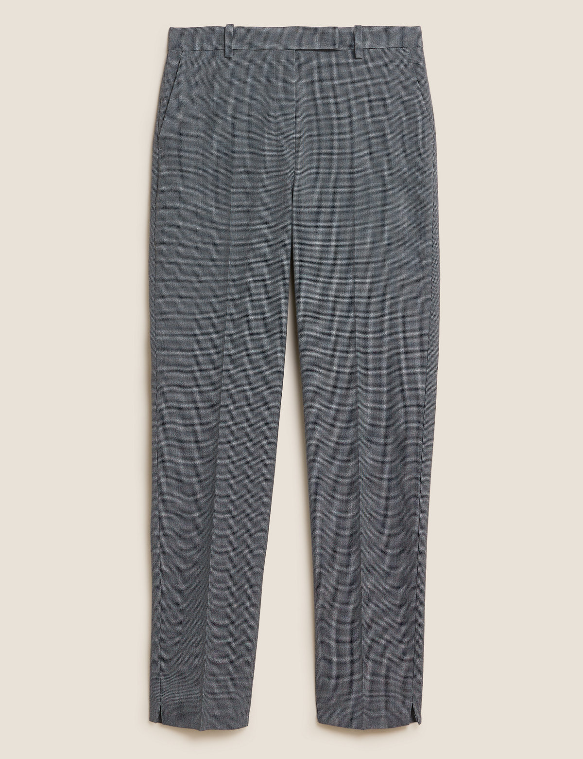 Crepe Checked Slim Fit Trousers