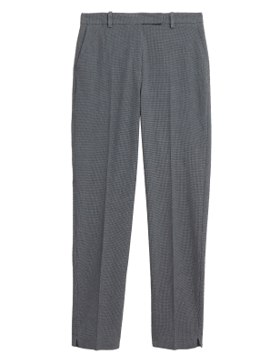 

Womens M&S Collection Crepe Checked Slim Fit Trousers - Black Mix, Black Mix