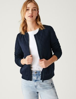 Jersey Quilted Relaxed Bomber Jacket
