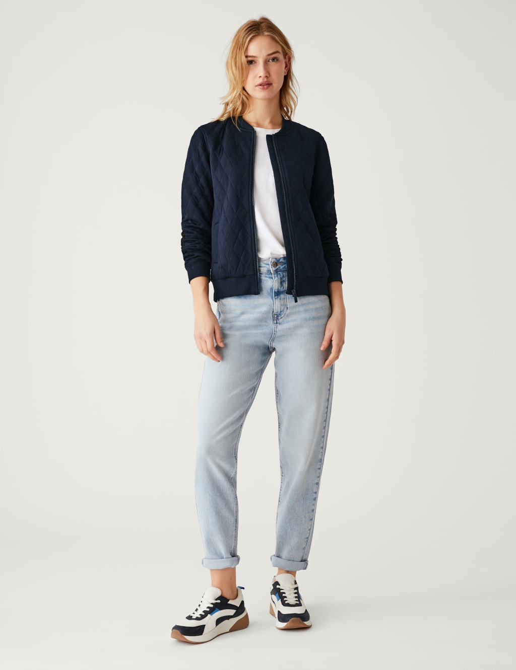 Jersey Quilted Relaxed Bomber Jacket image 2