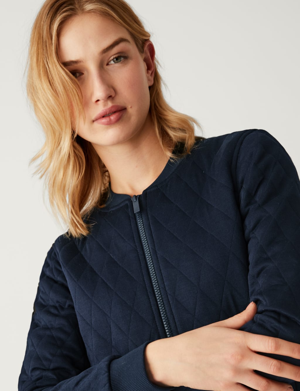 Jersey Quilted Relaxed Bomber Jacket image 3