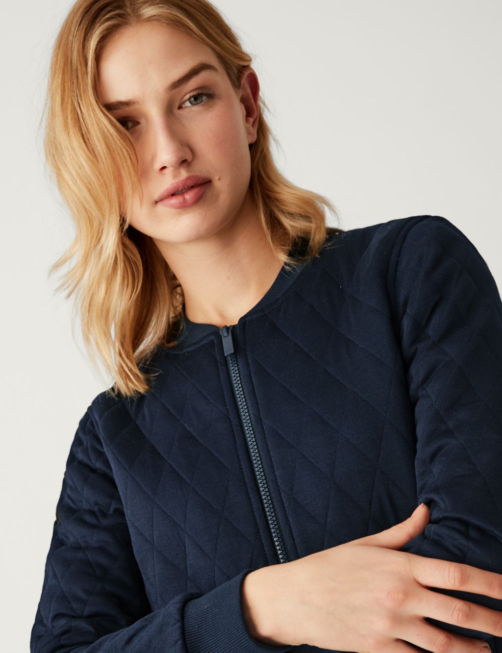 Jersey Quilted Relaxed Bomber Jacket image 3