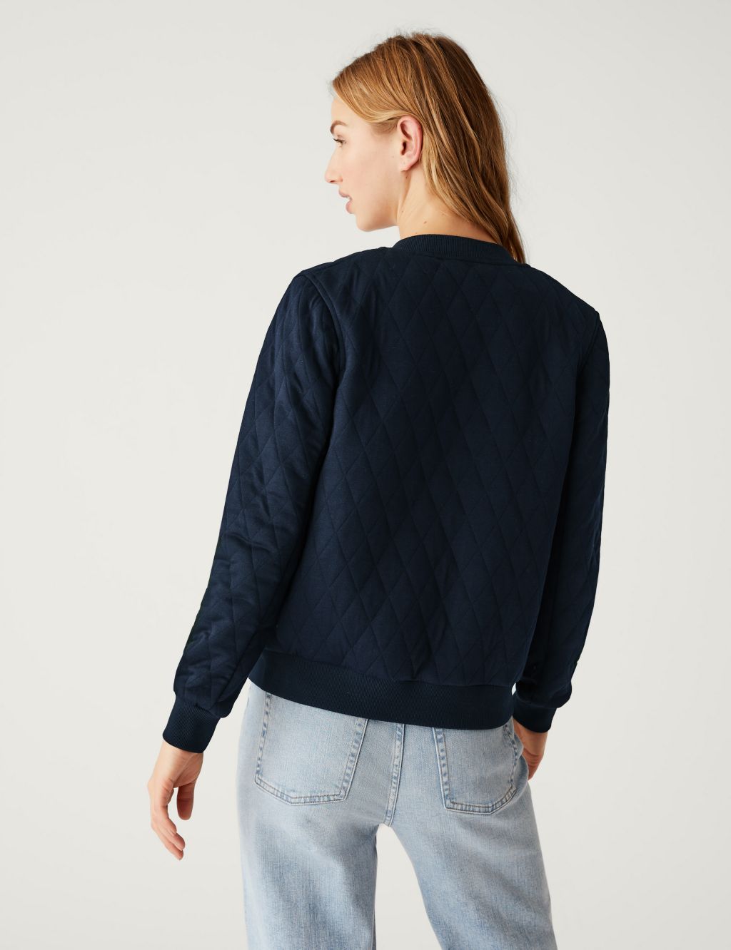 Jersey Quilted Relaxed Bomber Jacket image 4