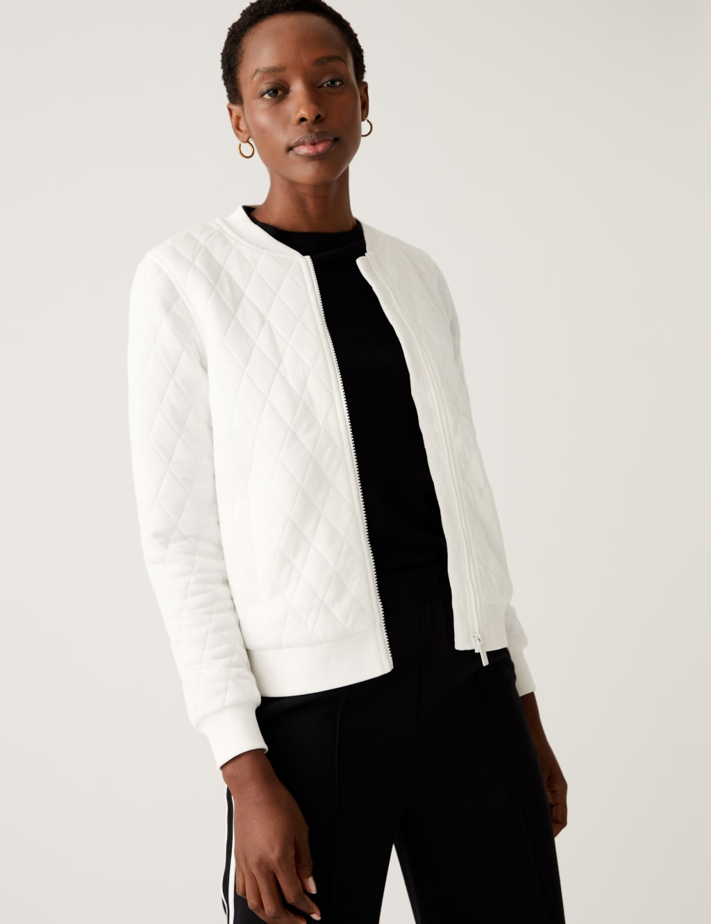 Jersey Quilted Relaxed Bomber Jacket image 4