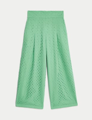 

Womens M&S Collection Pure Cotton Broderie Culottes - Leaf, Leaf