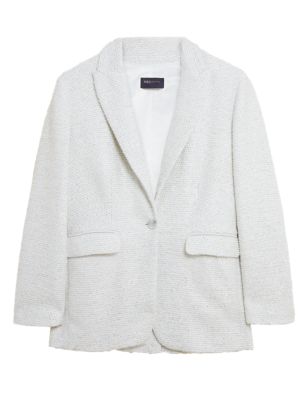 

Womens M&S Collection Tweed Tailored Sparkly Blazer - Ivory, Ivory