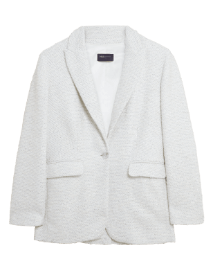 

Womens M&S Collection Tweed Tailored Sparkly Blazer - Ivory, Ivory