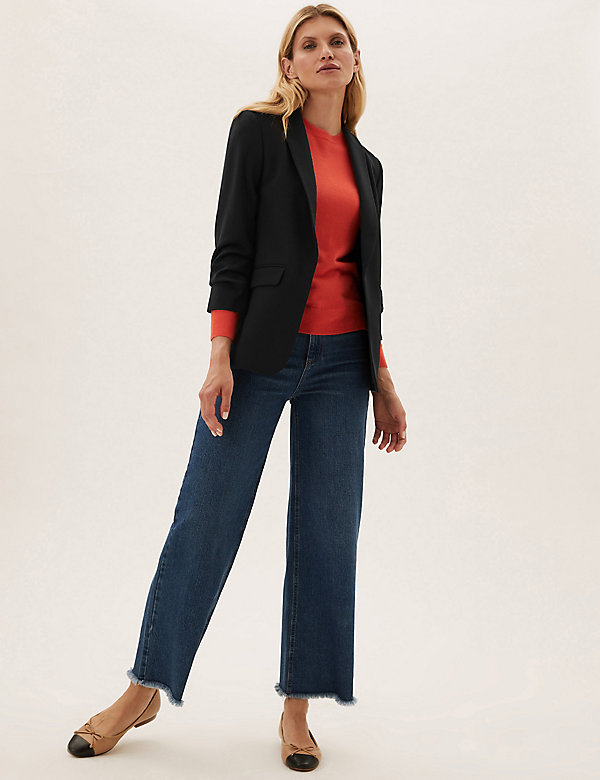 Relaxed Ruched Sleeve Blazer - AL