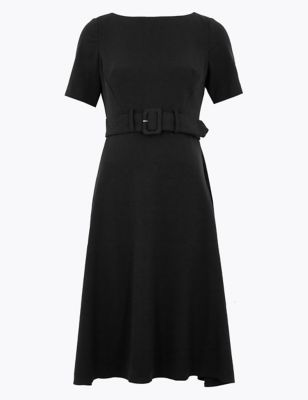PETITE Belted Midi Skater Dress | M&S Collection | M&S