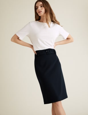  PETITE - Jupe crayon longueur genou avec ceinture - Dark Navy