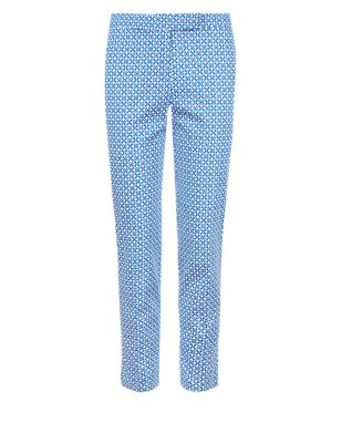 Cotton Rich Mosaic Print 7/8 Cropped Trousers | M&S Collection | M&S