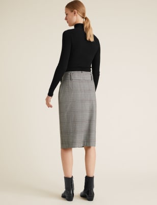 Plaid pencil 2025 skirt knee length