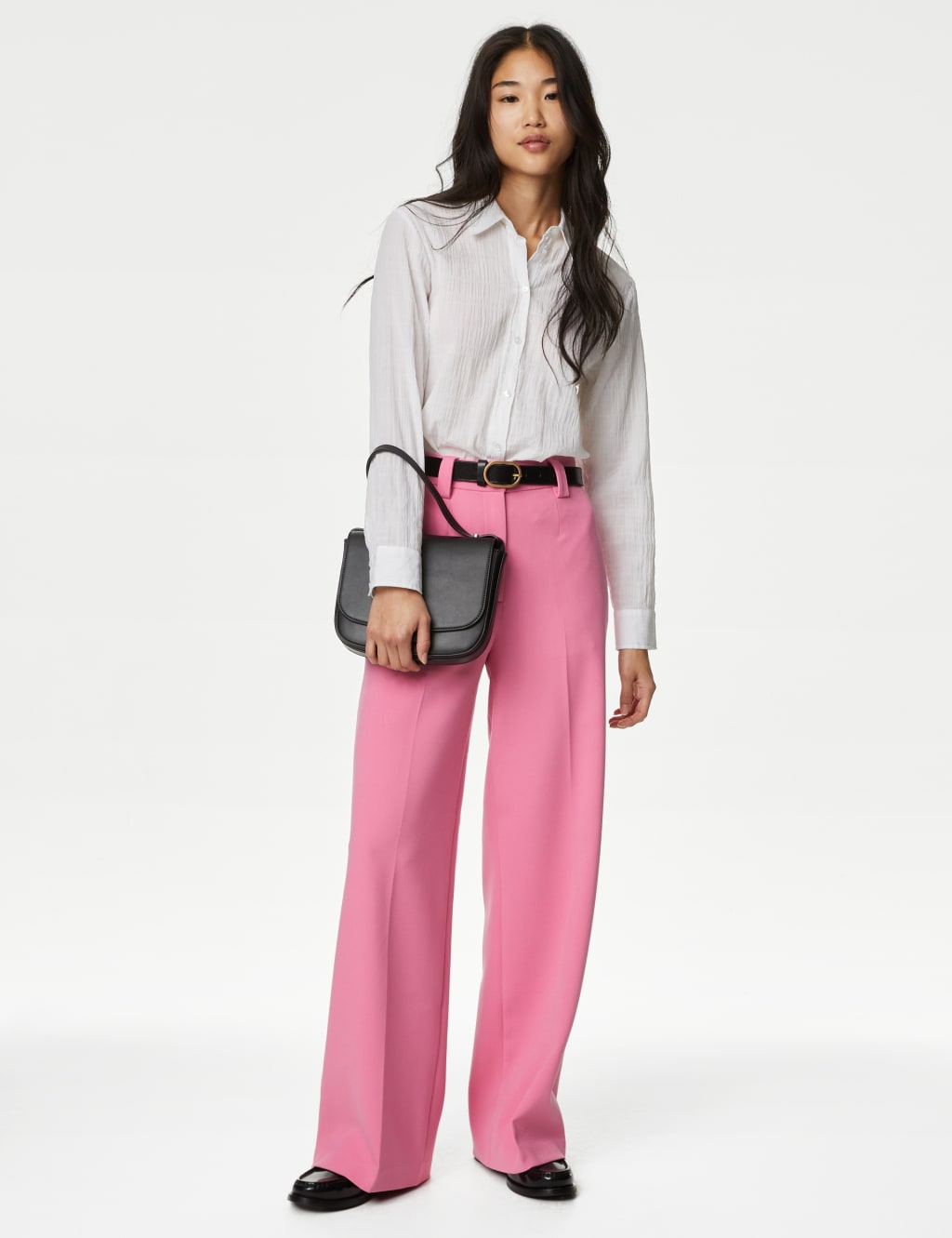 Crepe Tab Detail Wide Leg Trousers image 1