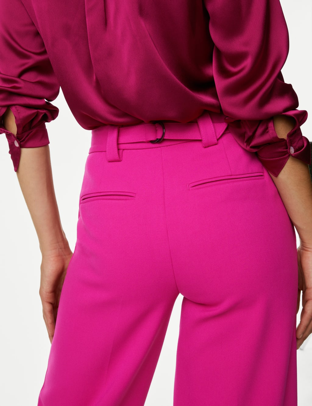 Crepe Tab Detail Wide Leg Trousers image 4