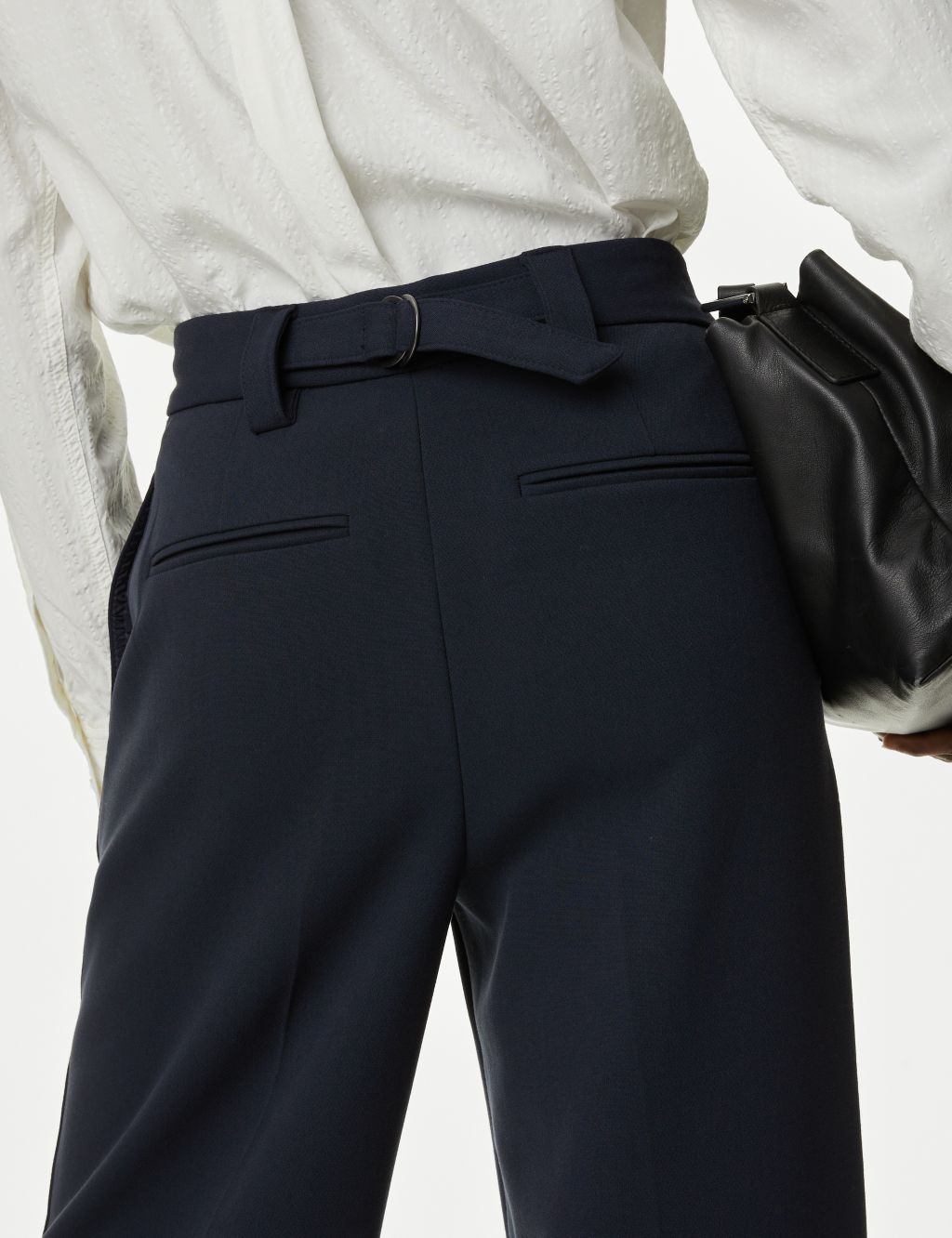 Crepe Tab Detail Wide Leg Trousers image 3