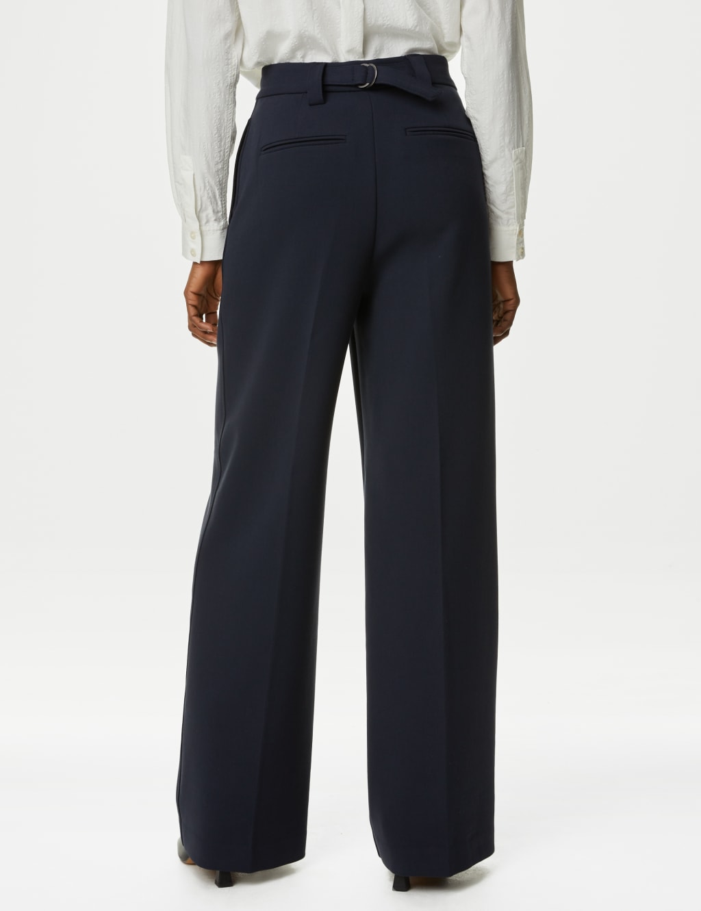 Crepe Tab Detail Wide Leg Trousers image 5