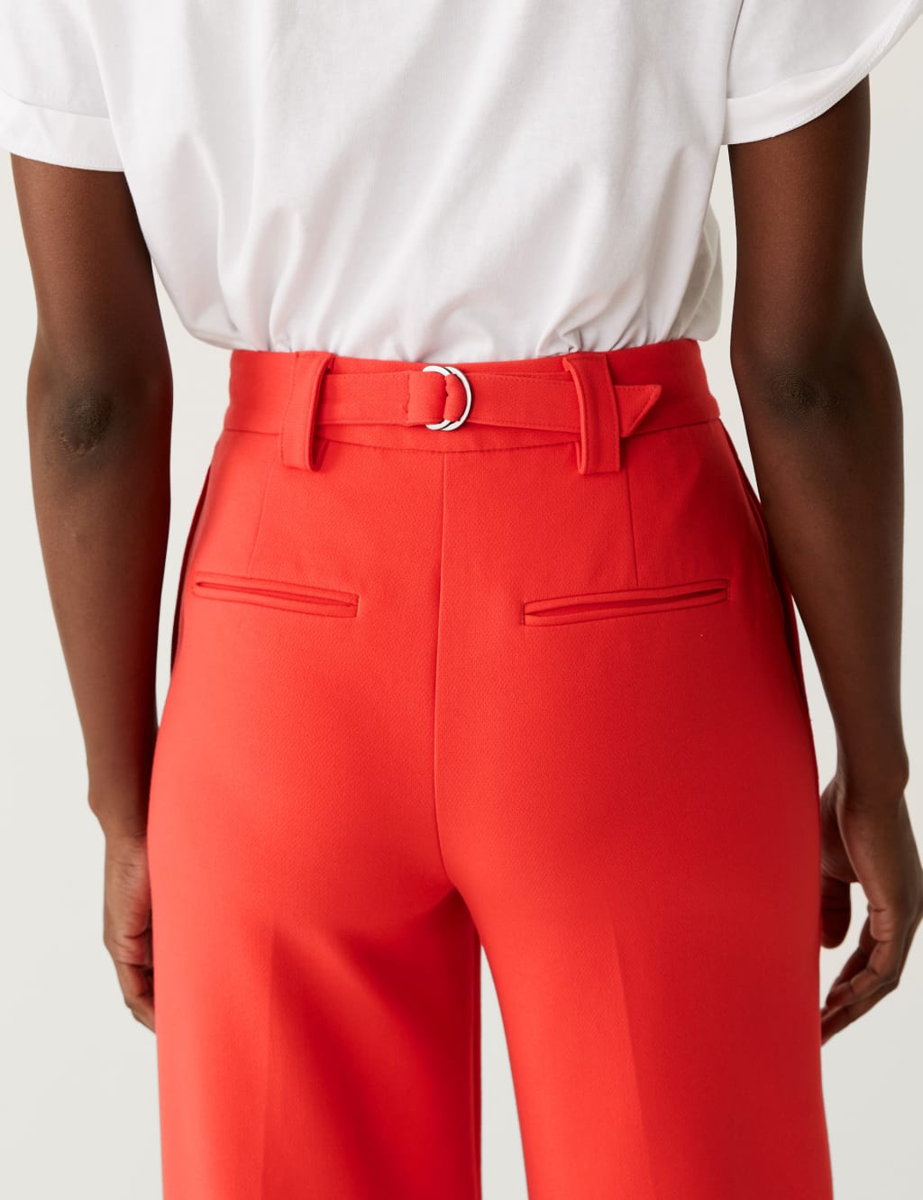 Crepe Tab Detail Wide Leg Trousers image 5
