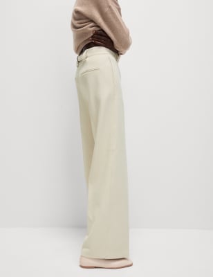 Crepe Tab Detail Wide Leg Trousers | M&S CN