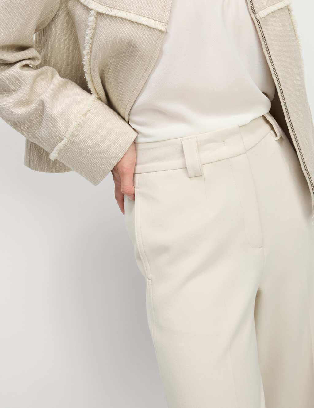 Crepe Tab Detail Wide Leg Trousers image 5