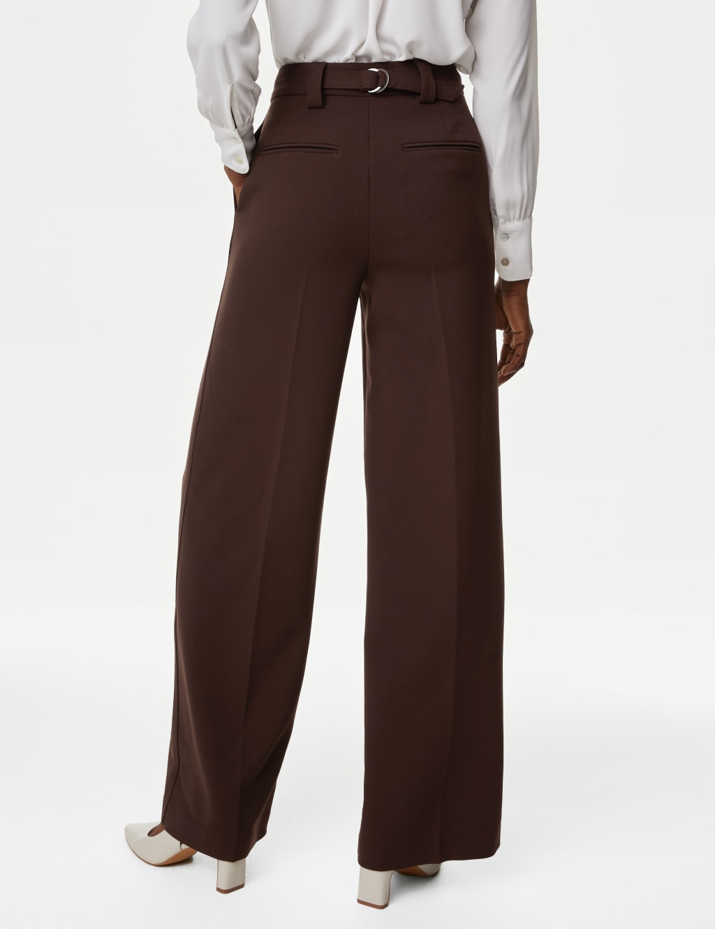 Crepe Tab Detail Wide Leg Trousers image 6