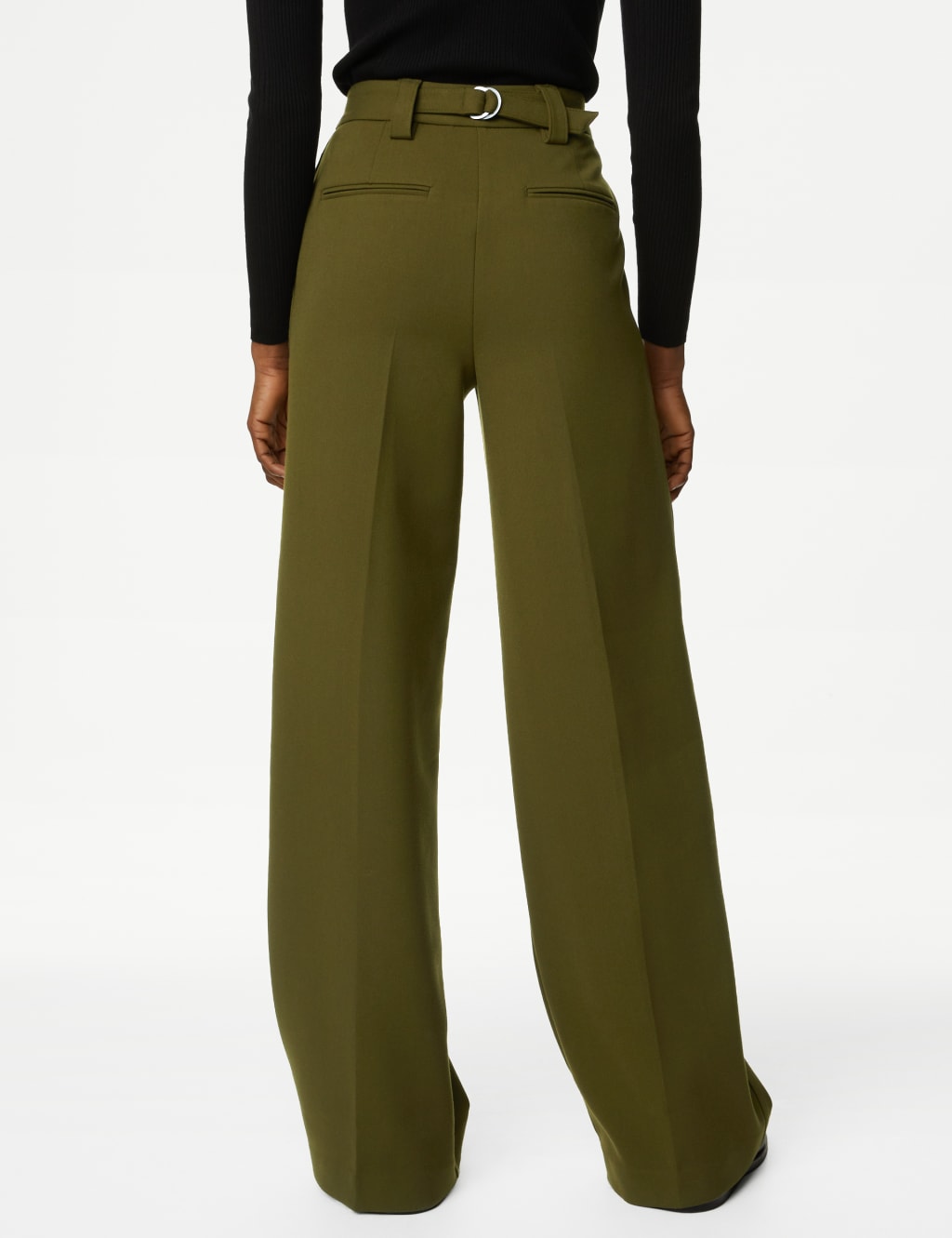 Crepe Tab Detail Wide Leg Trousers image 5
