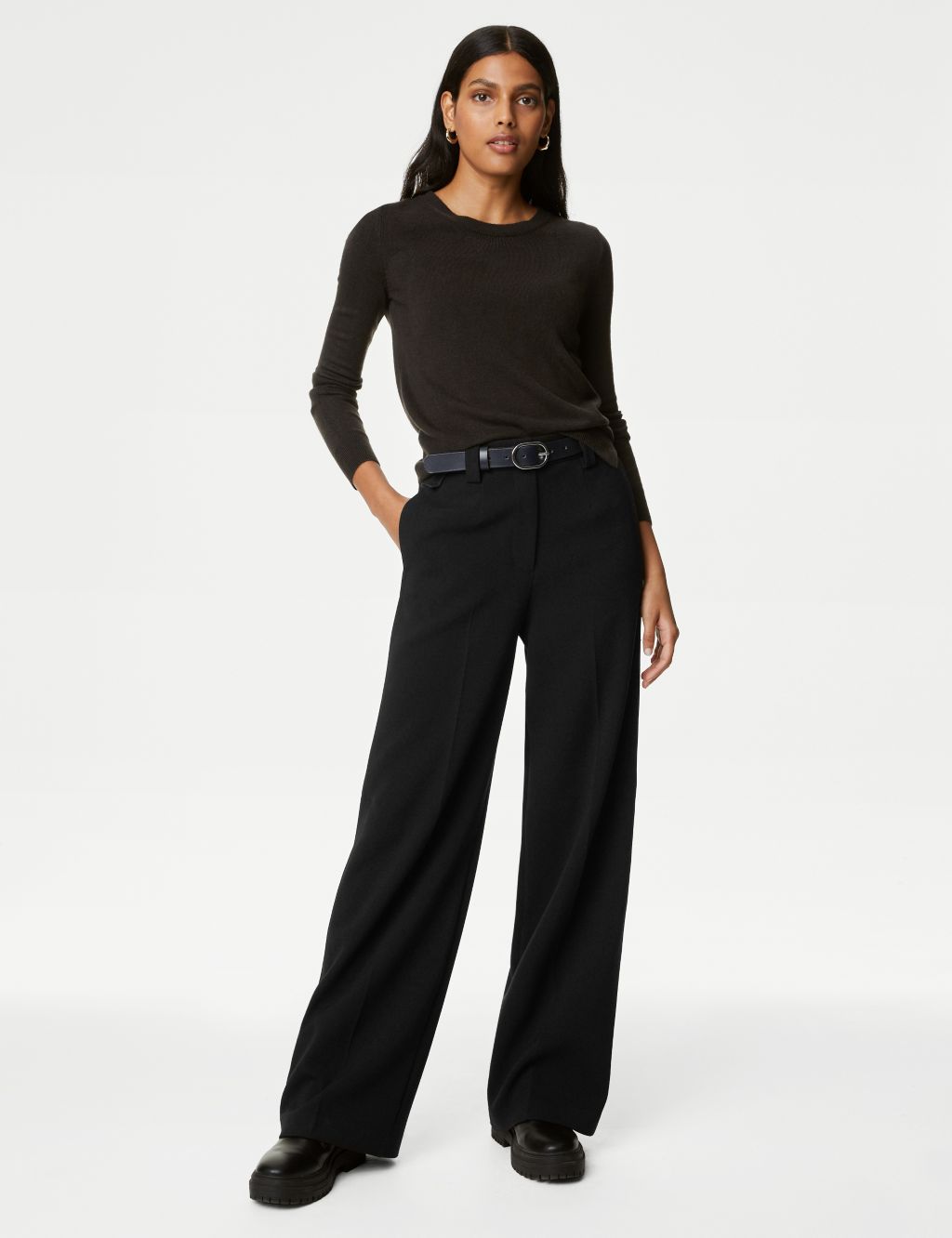 zuwimk Pants For Women Trendy,Women's Pull on Dress Pant Average Length  Black,M