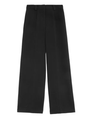 

Womens M&S Collection Crepe Tab Detail Wide Leg Trousers - Black, Black