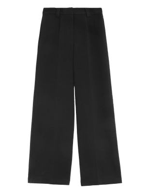 

Womens M&S Collection Crepe Tab Detail Wide Leg Trousers - Black, Black