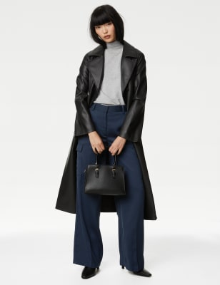 

Womens M&S Collection Satin Cargo Wide Leg Trousers - Dark Navy, Dark Navy