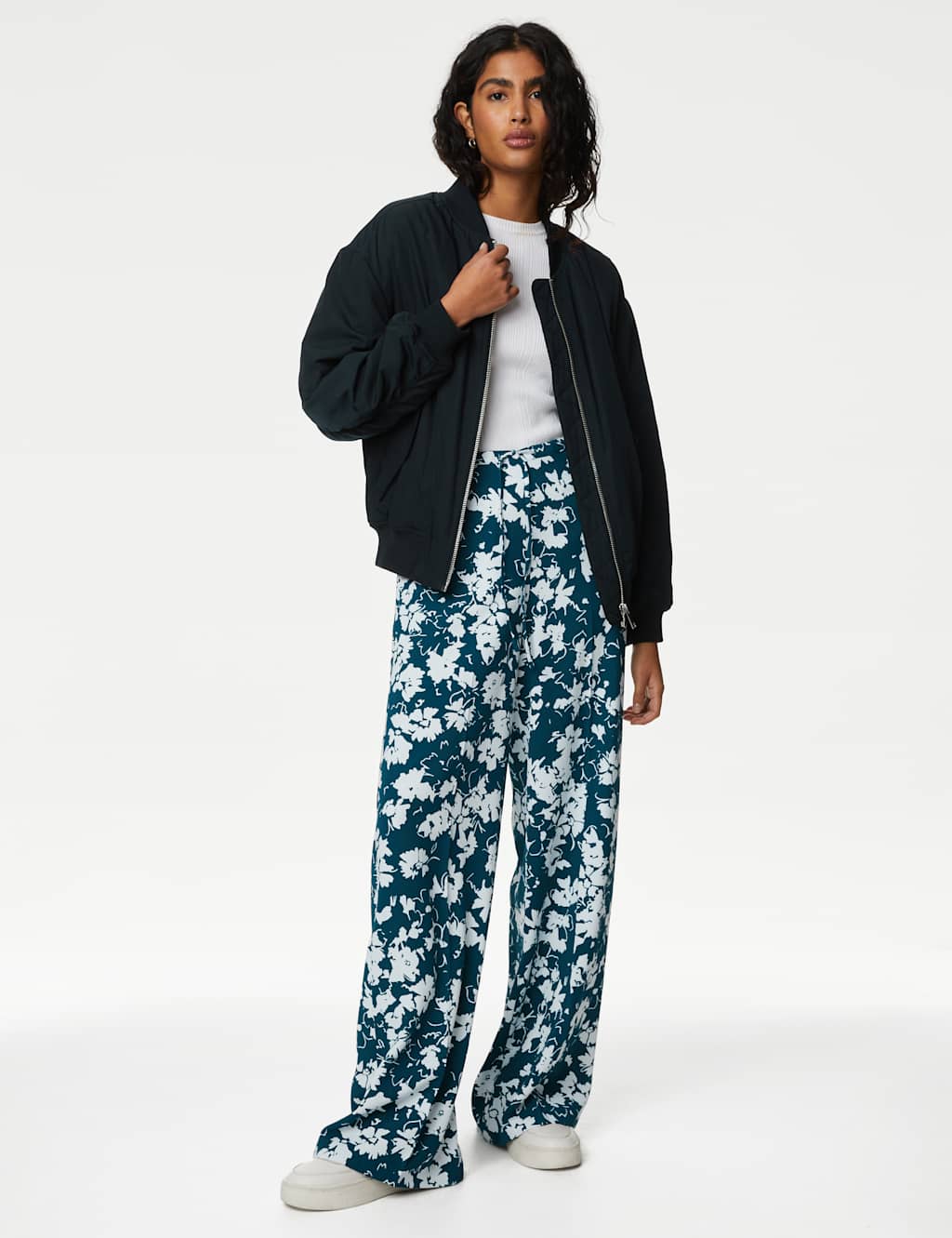 Floral Drawstring Wide Leg Trousers image 1