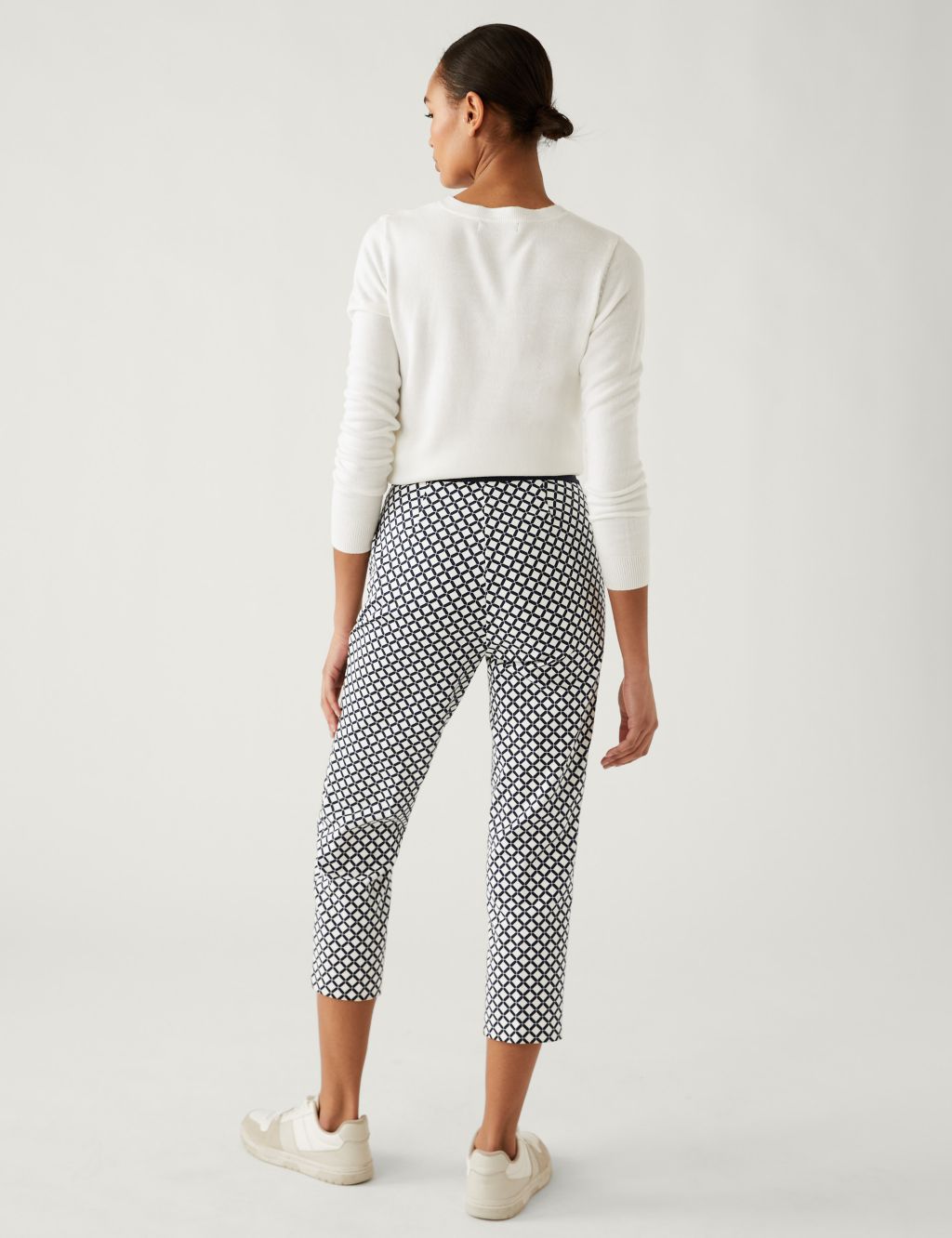 Cotton Rich Geometric Slim Fit Trousers image 4