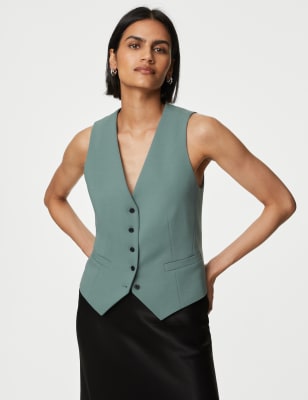 

Womens M&S Collection Tailored Waistcoat - Dark Sage, Dark Sage