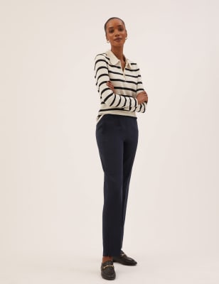 Zip Detail Straight Leg Trousers