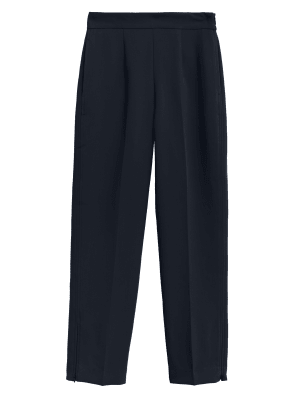 

Womens M&S Collection Zip Detail Straight Leg Trousers - Midnight Navy, Midnight Navy