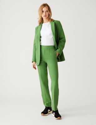 

Womens M&S Collection Zip Detail Straight Leg Trousers - Emerald, Emerald