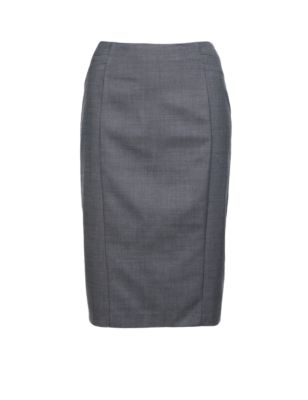 Jet Waistband Luxury Pencil Skirt with New Wool | M&S Collection | M&S